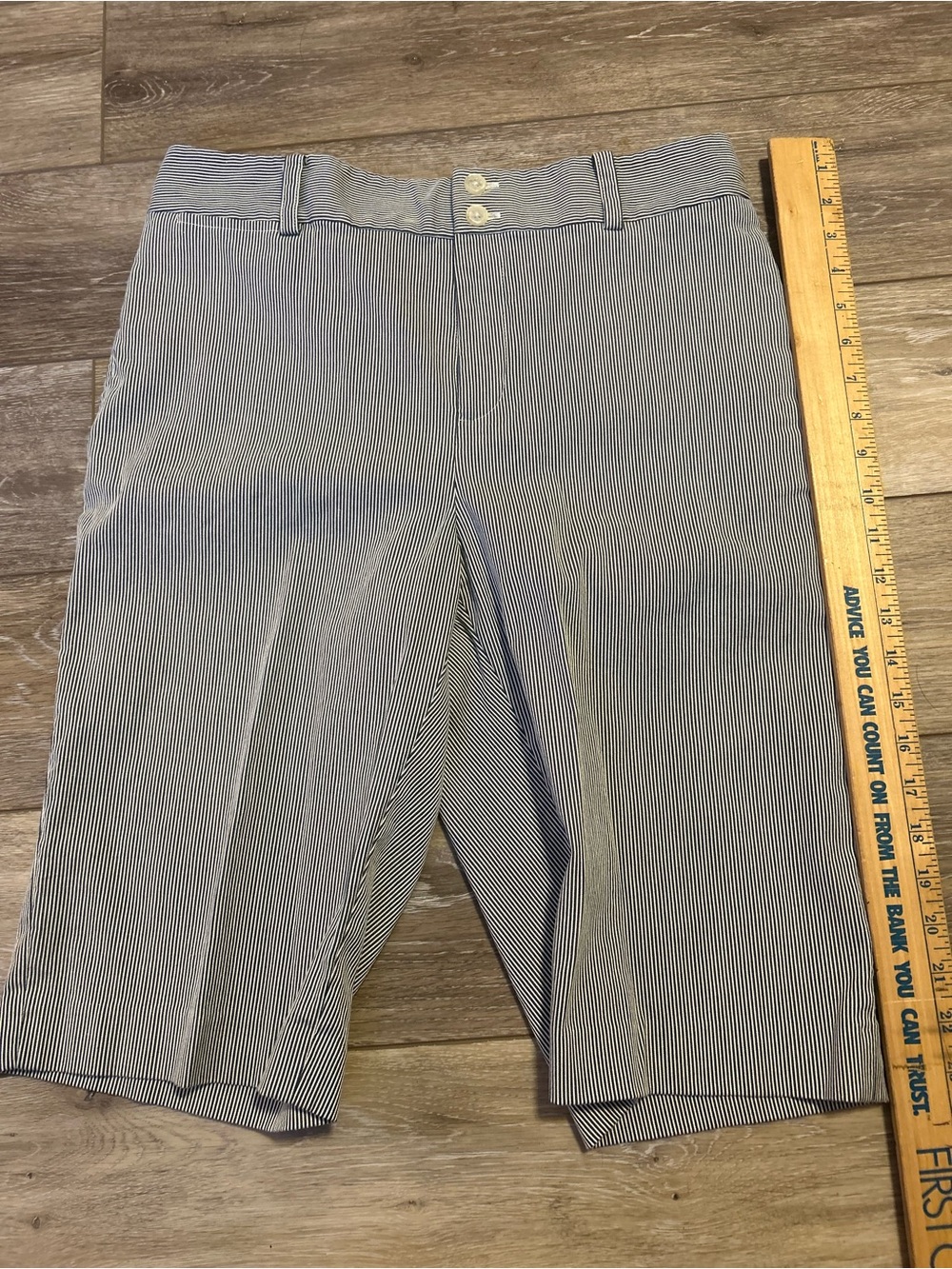 Lauren Ralph Lauren Navy and White Pinstriped Bermuda Shorts